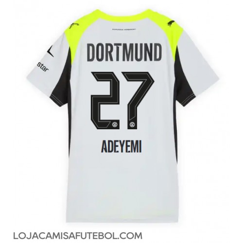 Camisa de Futebol Borussia Dortmund Karim Adeyemi #27 Equipamento Secundário Mulheres 2025-26 Manga Curta
